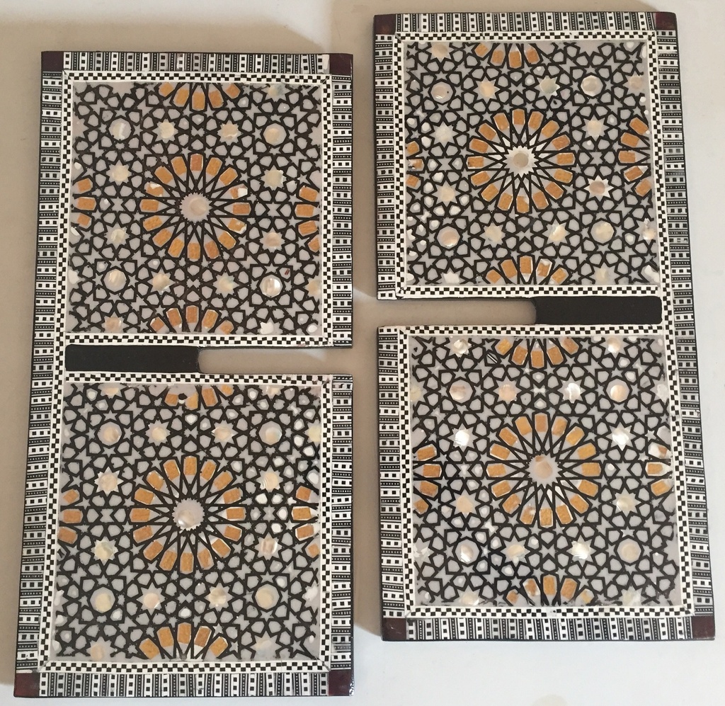 Quran Holder - Seashell And Wood  - Orange And Black