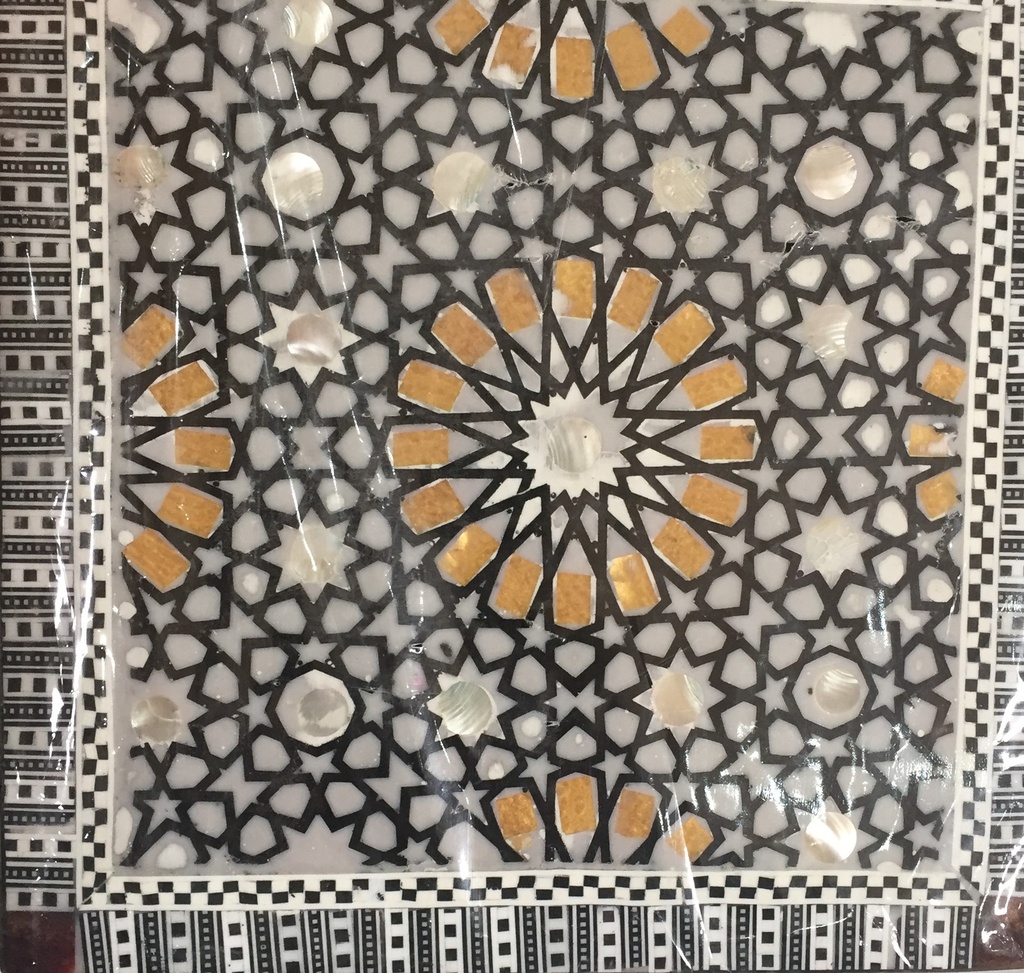 Quran Holder - Seashell And Wood  - Orange And Black