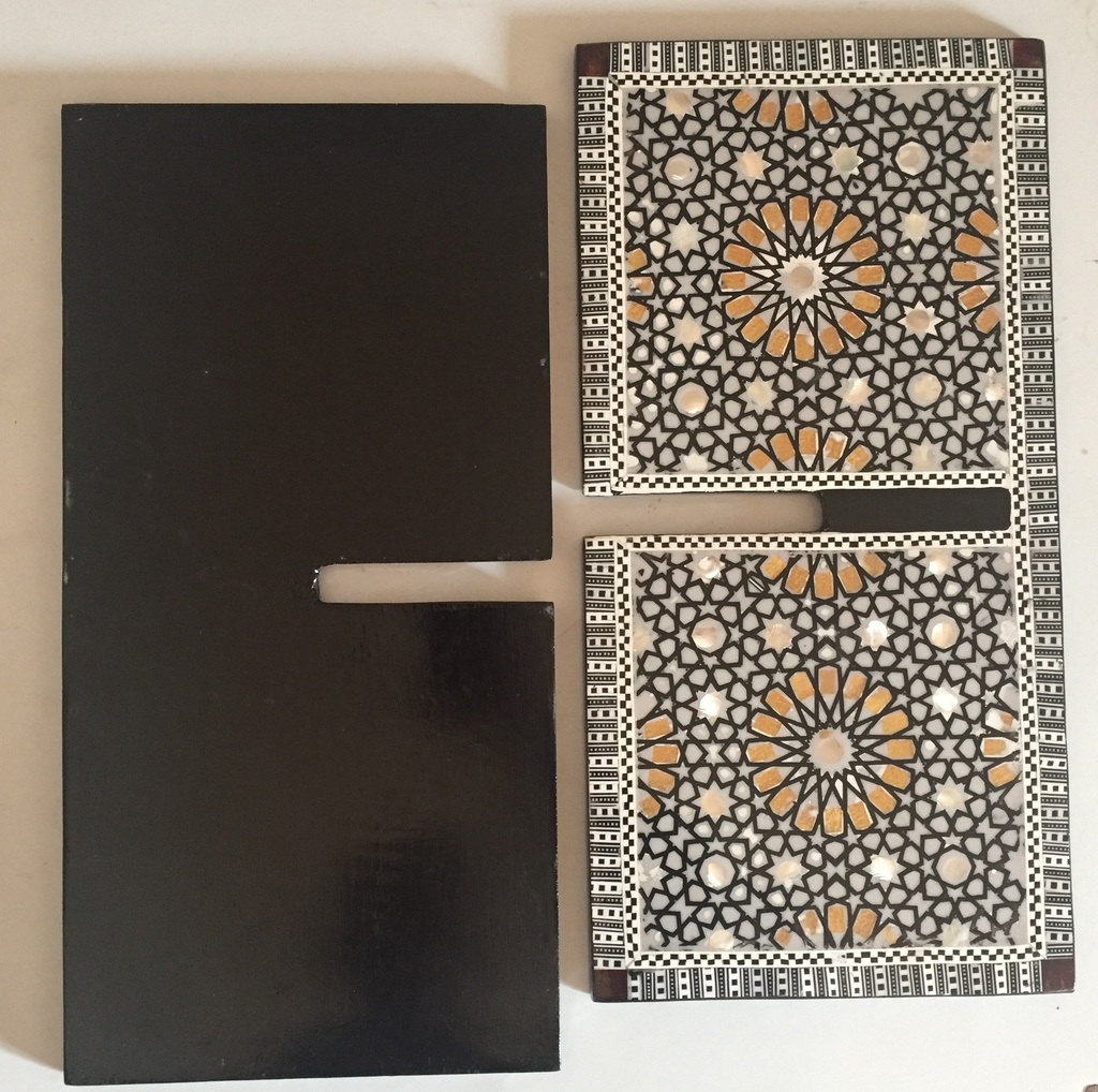 Quran Holder - Seashell And Wood  - Orange And Black