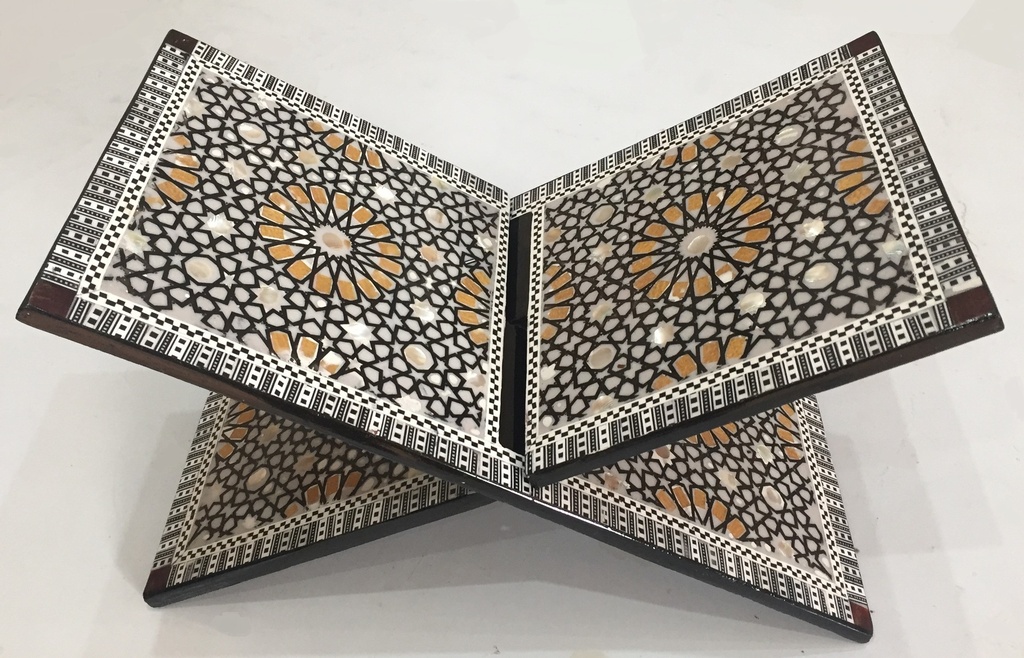 Quran Holder - Seashell And Wood  - Orange And Black