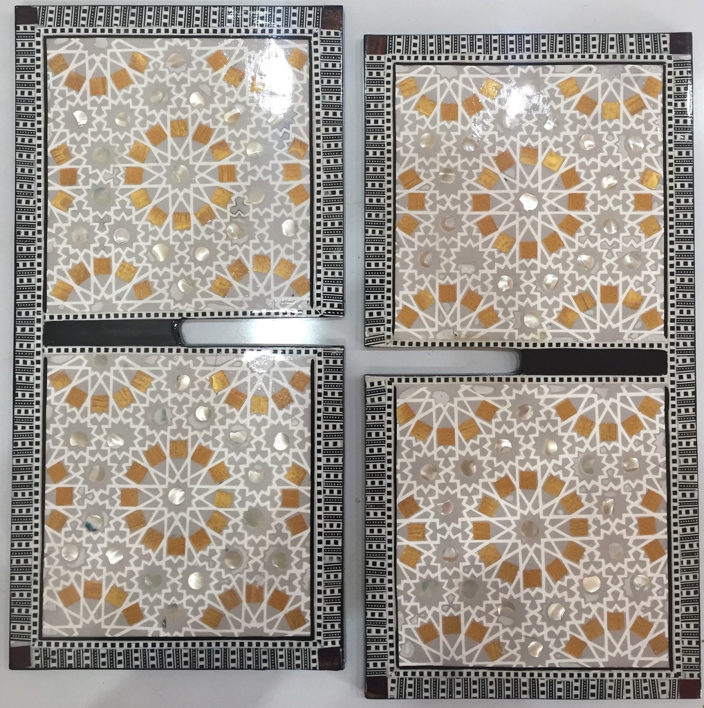 Quran Holder - Seashell And Wood  - Orange And White