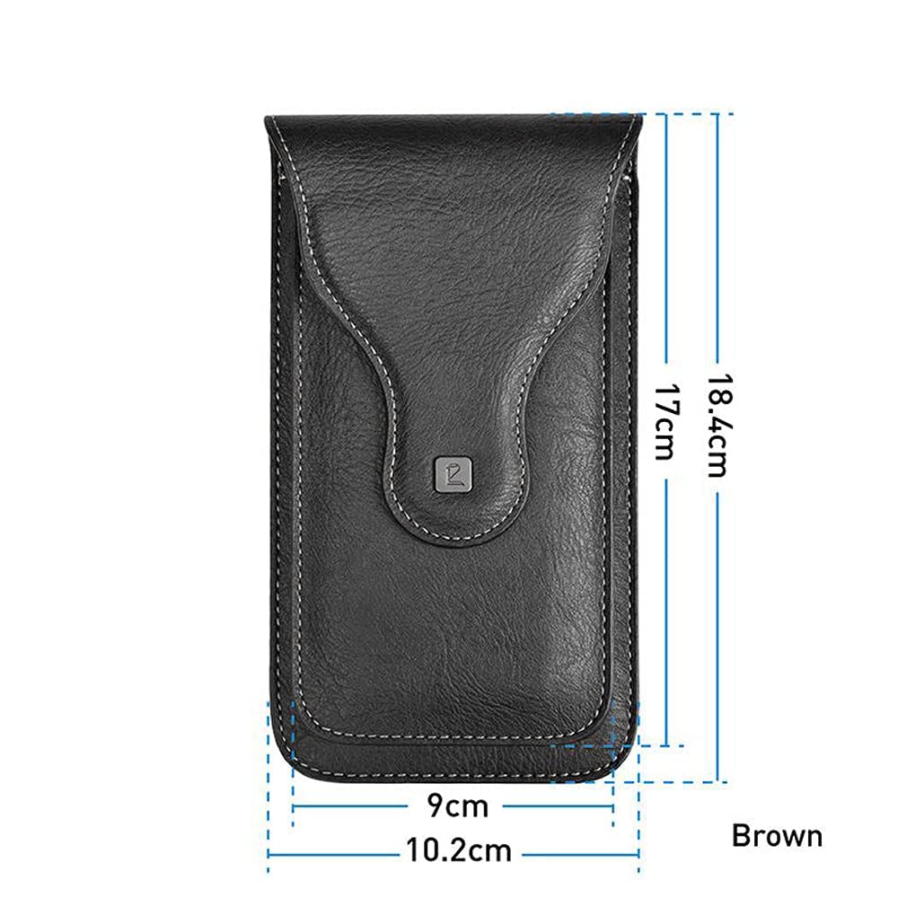 Puloka 2 Mobile Phones Waist Bag Case For Iphone, Samsung & smart phones - Pu Leather - Brown