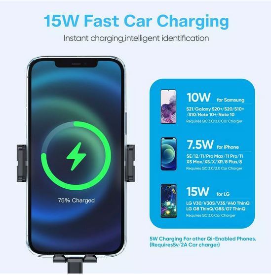 JOYROOM JR-ZS219 Triaxial Electric 15W Qi Wireless Charging Car Holder