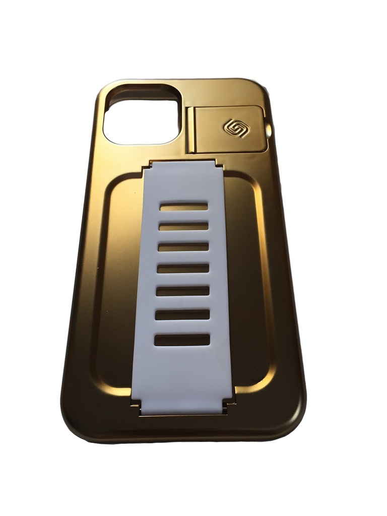 iPhone 12 Pro Max 6.7 BOOST dual layer case, kickstand, band, Gold