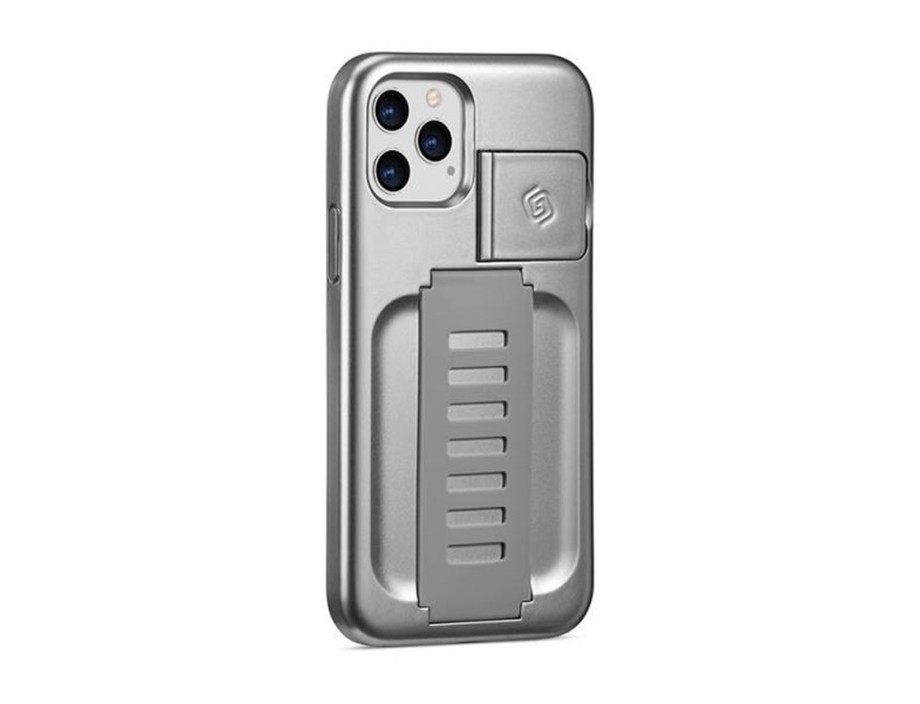 iPhone 12 Pro Max 6.7 BOOST dual layer case, kickstand, band, Silver