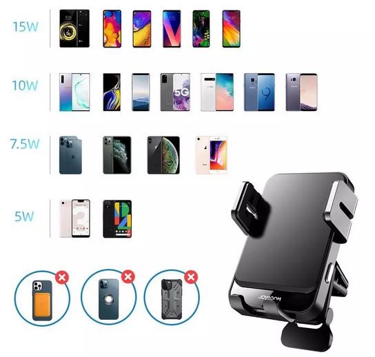 JOYROOM JR-ZS219 Triaxial Electric 15W Qi Wireless Charging Car Holder