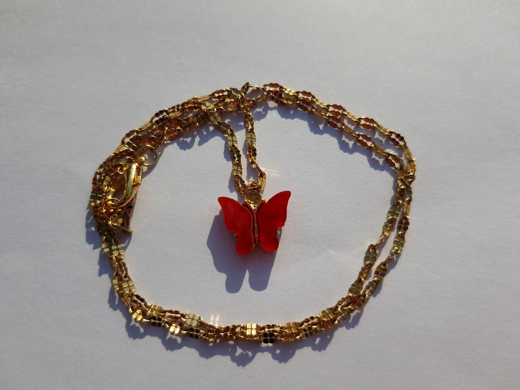 Necklace From ABfly - Red Butterfly Chinese Gold Chain