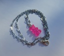 Necklace From ABfly - Chinese White Gold Chain - Pink Bear Pendant