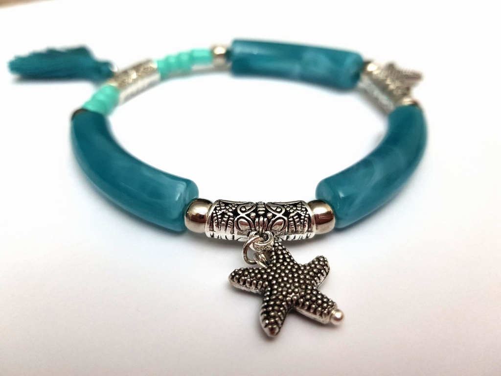 Bracelet From ABfly - Acrylic Turquoise Bracelet With Starfish Pendant