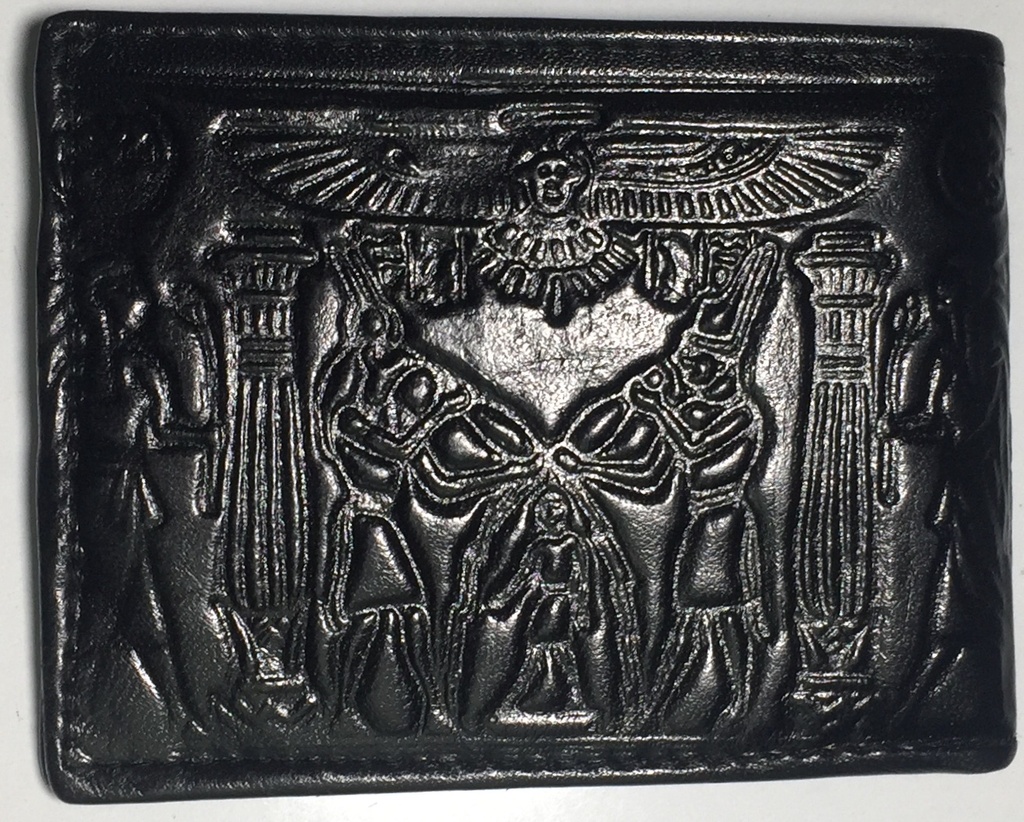 Elegant Men Solid Wallet & Card Holders - Black With Pharaonic Print