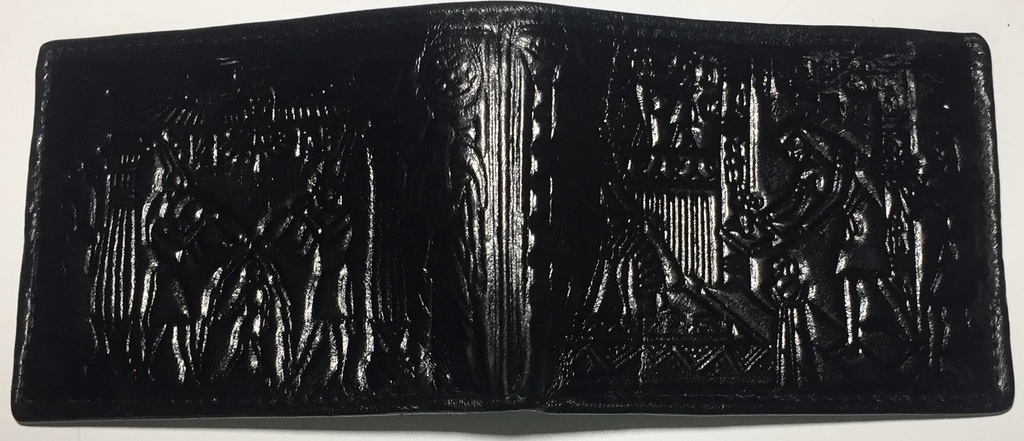 Elegant Men Solid Wallet & Card Holders - Black With Pharaonic Print