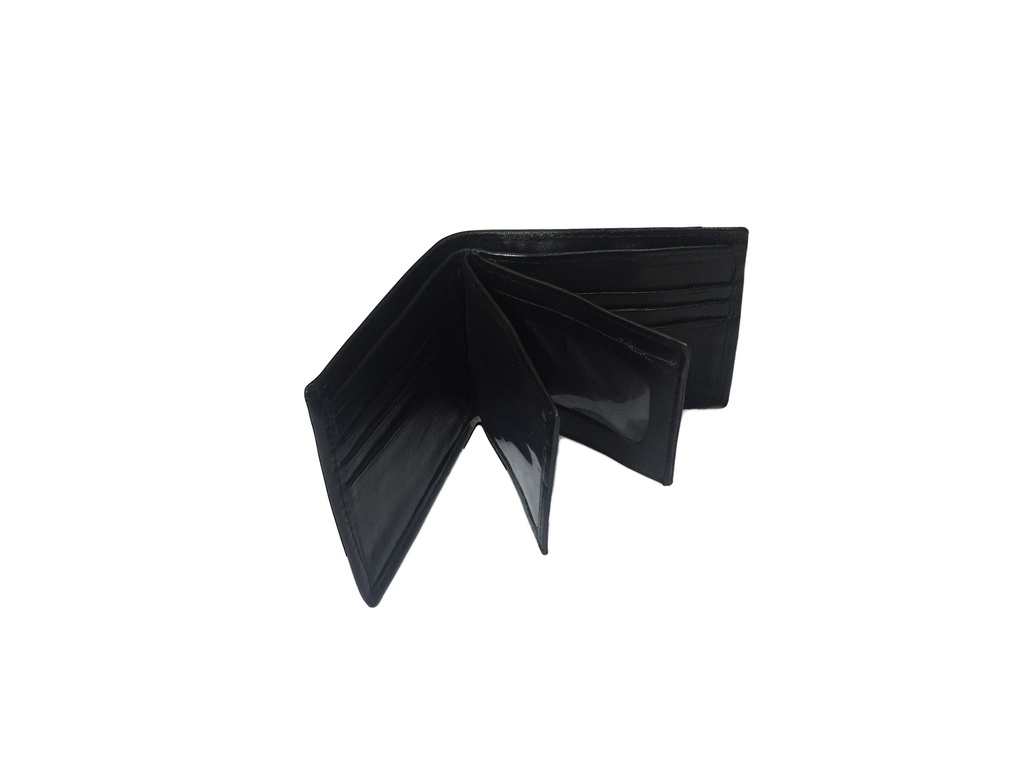 Elegant Genuine Leather Wallet & Card Holder - Quad Folding - Black