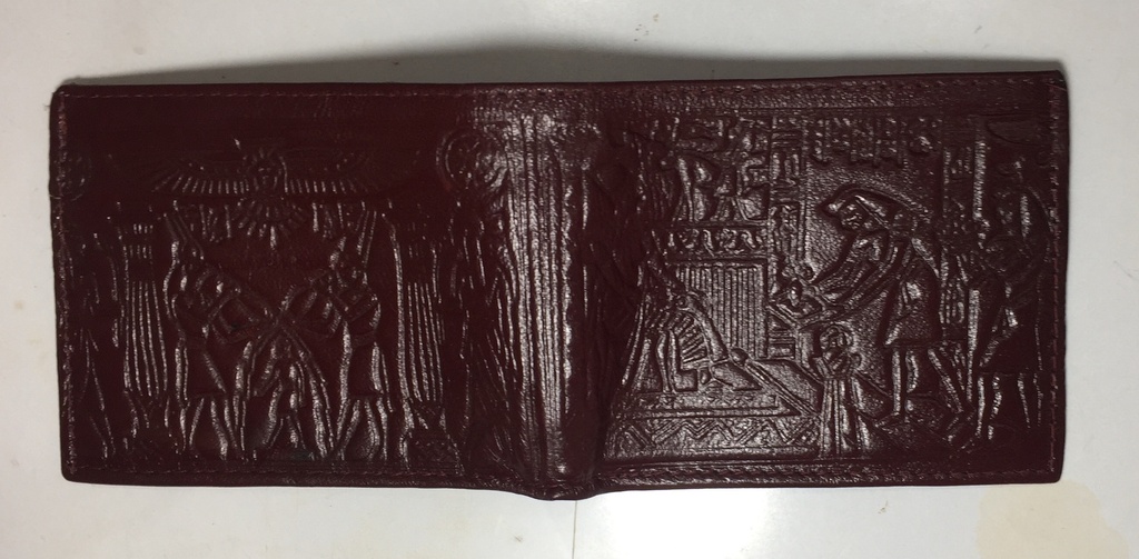 Elegant Men Solid Wallet & Card Holders - Maroon With Pharaonic Print