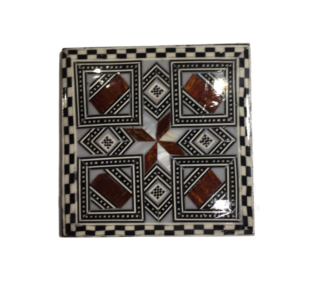 Coaster - Wood & Seashell - 6 Pcs In A Box - Square