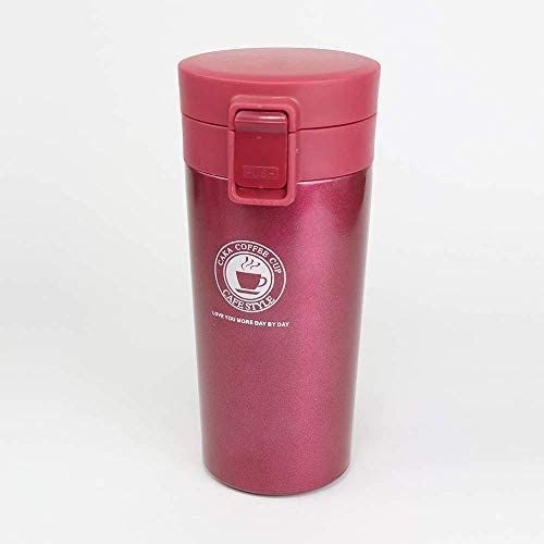 Travel Thermal Mug 380 ML Insulated Stainless Steel Safety Button - Pink