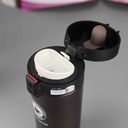 Travel Thermal Mug 380 ML Insulated Stainless Steel Safety Button - Black