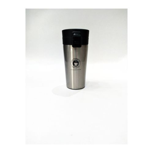 Travel Thermal Mug 380 ML Insulated Stainless Steel Safety Button - Silver