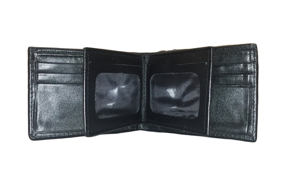 Elegant Genuine Leather Wallet & Card Holder - Quad Folding - Black