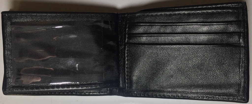 Elegant Genuine Leather Wallet & Card Holder - Quad Folding - Black
