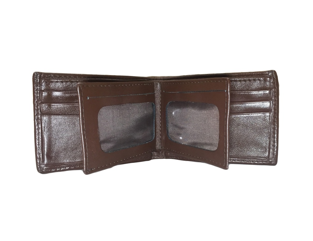 Elegant Genuine Leather Wallet & Card Holder - Quad Folding Dark Brown