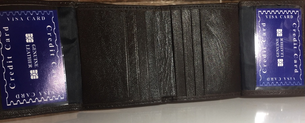 Elegant Genuine Leather Wallet & Card Holder - Quad Folding - Brown