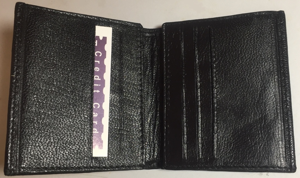 Elegant Genuine Leather Wallet & Card Holder - Quad Folding - Black