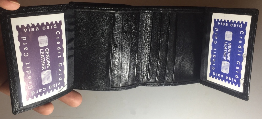Elegant Genuine Leather Wallet & Card Holder - Quad Folding - Black