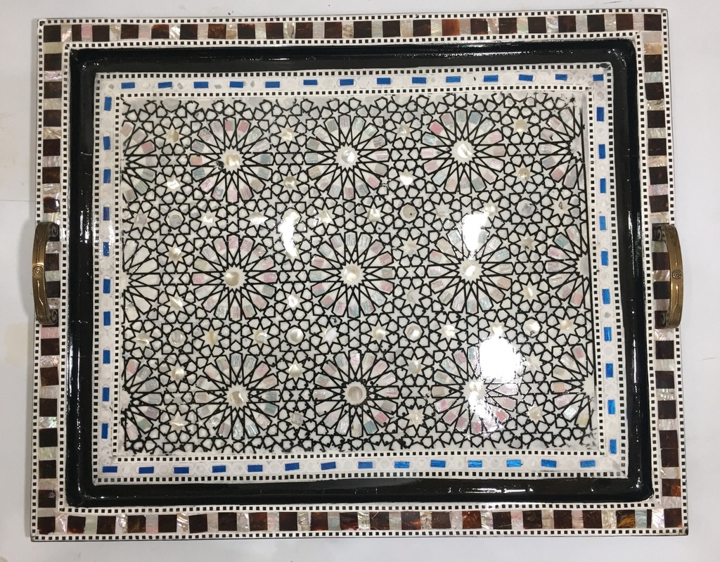 Serving Tray - Wood & Seashell - 3 Pcs - Rectangle