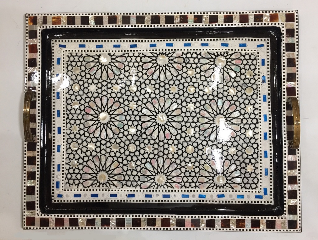 Serving Tray - Wood & Seashell - 3 Pcs - Rectangle