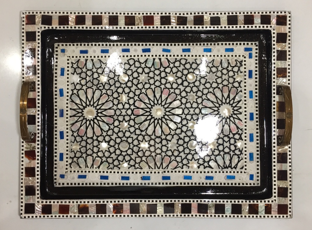 Serving Tray - Wood & Seashell - 3 Pcs - Rectangle