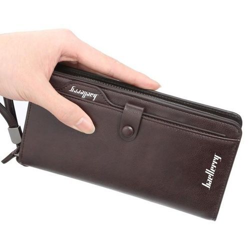 Men Long Zipper Wallet For Money And Cards - Brown