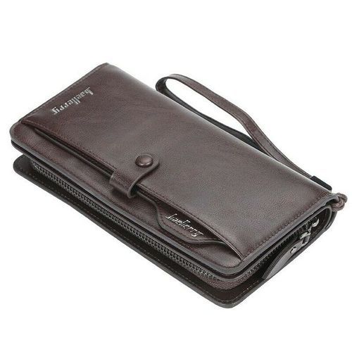 Men Long Zipper Wallet For Money And Cards - Brown