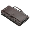 Men Long Zipper Wallet For Money And Cards - Brown