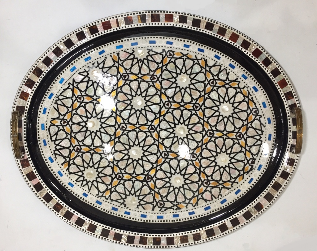 Serving Tray - Wood & Seashell - 3 Pcs - Oval