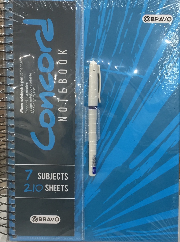 Concord A4 Spiral Notebook With Pen - 210 Sheets - Blue