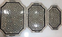 Serving Tray, Wood & Seashell - 3 Pieces - Rectangle & Quadrant Corner