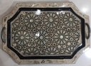 Serving Tray, Wood & Seashell - 3 Pieces - Rectangle & Quadrant Corner