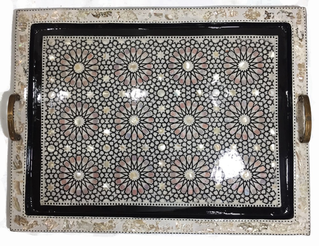 Serving Tray - Wood & Seashell - 3 Pcs - Rectangle