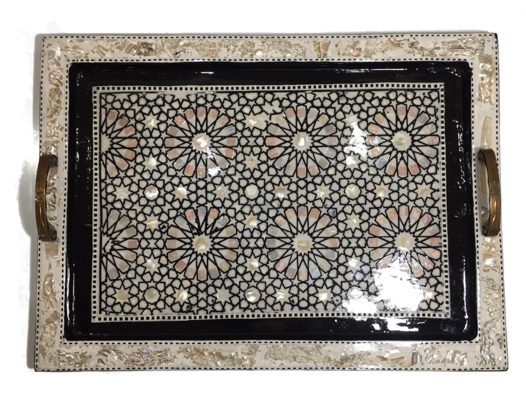 Serving Tray - Wood & Seashell - 3 Pcs - Rectangle