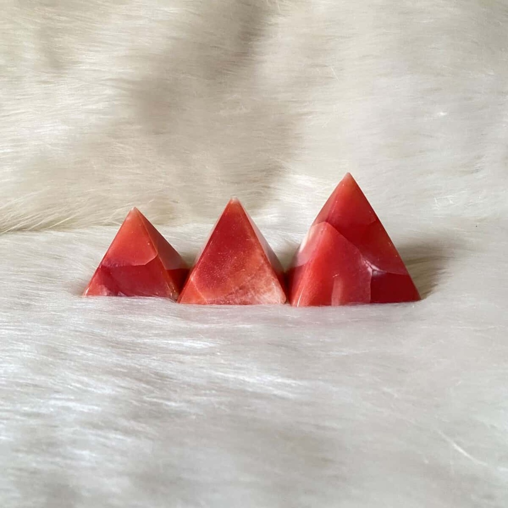 Natural Stone Pyramid medium size red