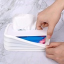 Scalable Tissue Box, Silicone Elastic Tissue Box Holder Dispenser, Lifting Tissue Box for Home, Car & Restaurant - White