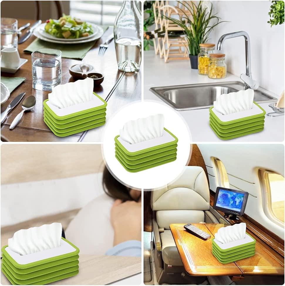 Scalable Tissue Box, Silicone Elastic Tissue Box Holder Dispenser, Lifting Tissue Box for Home, Car & Restaurant - Green