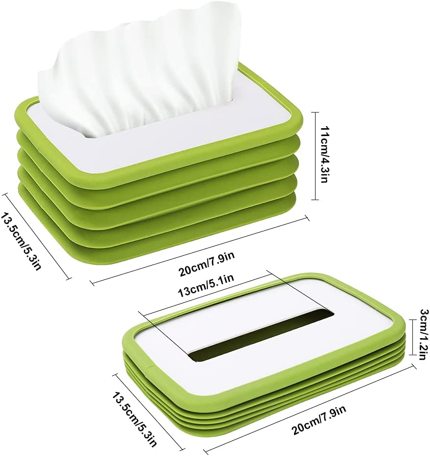 Scalable Tissue Box, Silicone Elastic Tissue Box Holder Dispenser, Lifting Tissue Box for Home, Car & Restaurant - Green