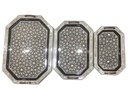 Serving Tray - Wood & Seashell - 3 Pcs - Rectangle & Chamfered Corners