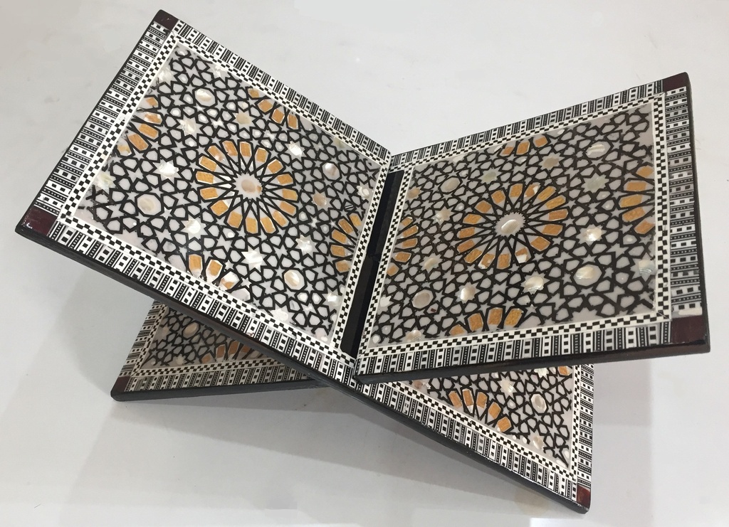 Quran Holder - Seashell And Wood  - Orange And Black