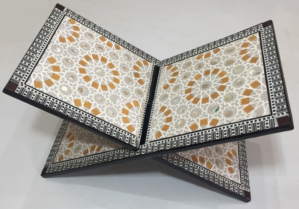 Quran Holder - Seashell And Wood  - Orange And White