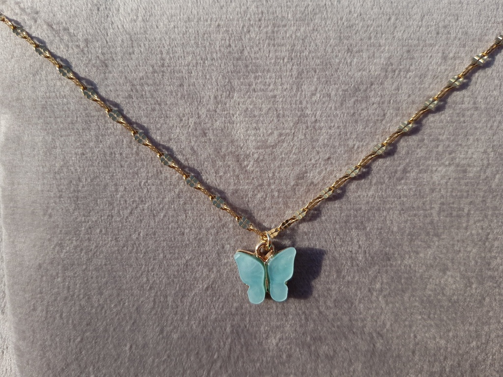 Necklace From ABfly - Baby Blue Butterfly Chinese Gold Chain