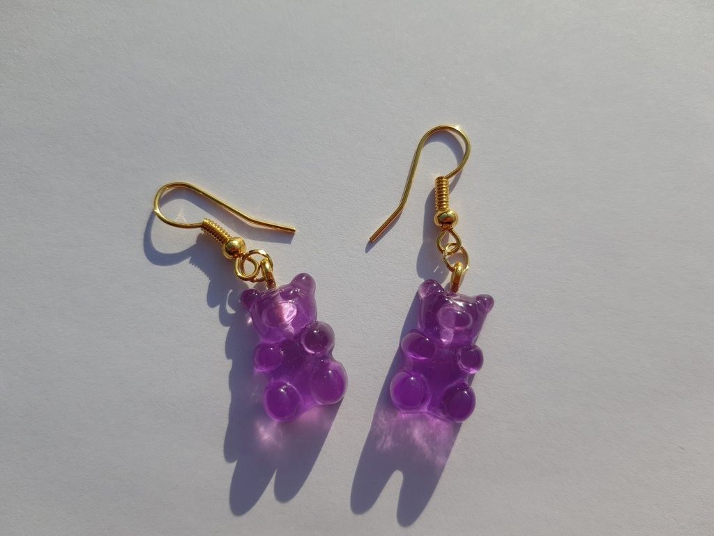 Earrings From ABfly - Purple Gummy Bear Gold Plated Earrings