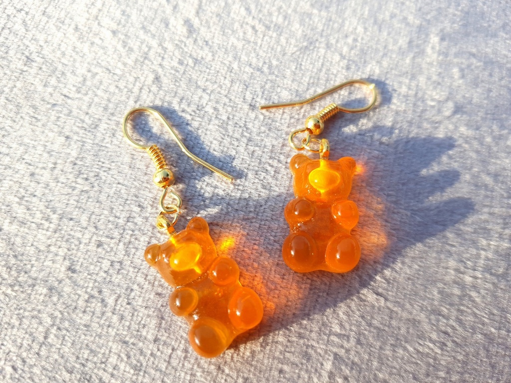 Earrings From ABfly - Orange Gummy Bear Gold Plated Earrings