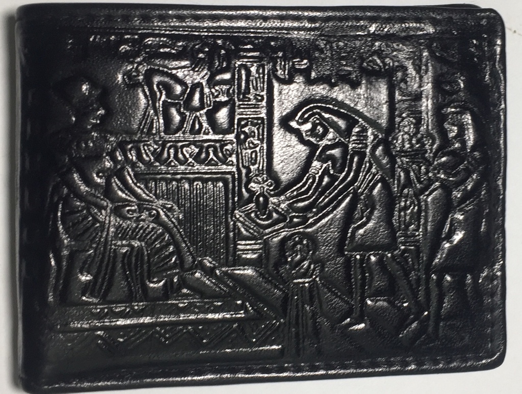 Elegant Men Solid Wallet & Card Holders - Black With Pharaonic Print